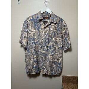 Tori Richard Silk and‎ Linen Short Sleeve Button Up Shirt - Size L
